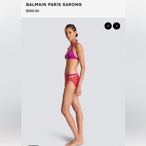 BALMAIN***Red Sarong Coverup Swimsuit***S/M $355 NWT - Picture 9 of 12